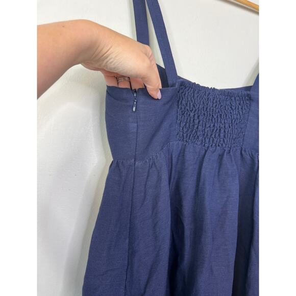 NWT L'Agence Jessamy Empire Waist Linen Blend Maxi Dress Navy Blue Size: 2 - Picture 8 of 9